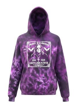 Purple TieDye Men's Ozzy Osbourne Tribute Longsleeve Pullover Hoodie Sweatshirt